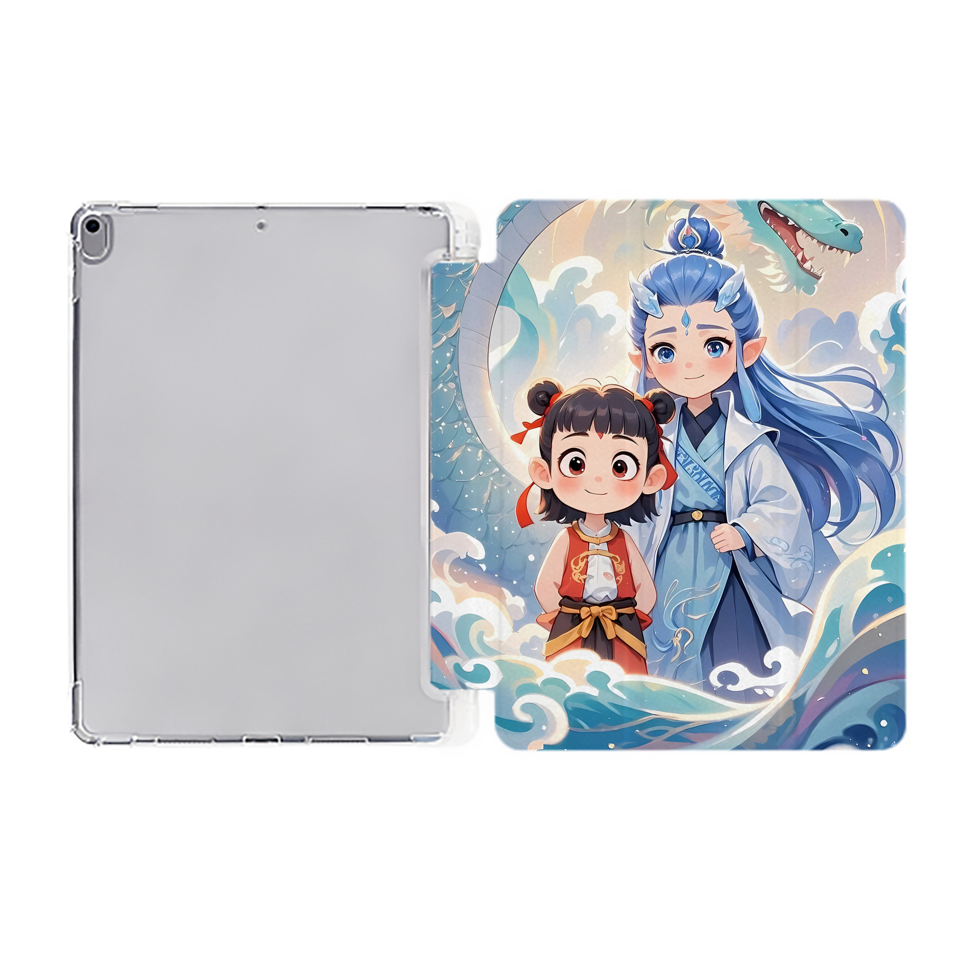 Ne Zha 2 ナタ 魔童の大暴れ IPad ケース ペン収納付き 三つ折りスタンド PUレザー×シリコン 対応機種9.5/10.5/10.9インチ
